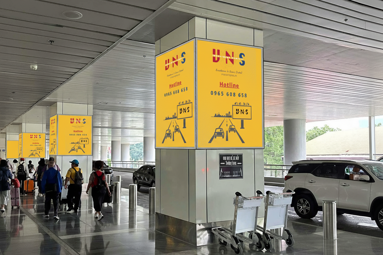 52 màn hình Led ốp cột khu vực sảnh ga đến - Tầng 2